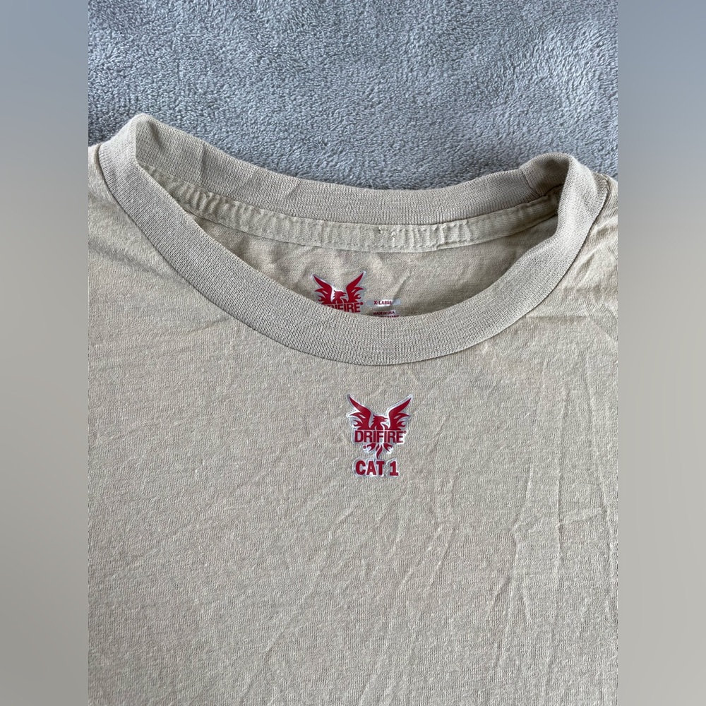 Drifire T Shirt Mens Sz XL Beige FR Work Fire Flame Resistant Long Sleeve Cat 1 - Picture 2 of 14